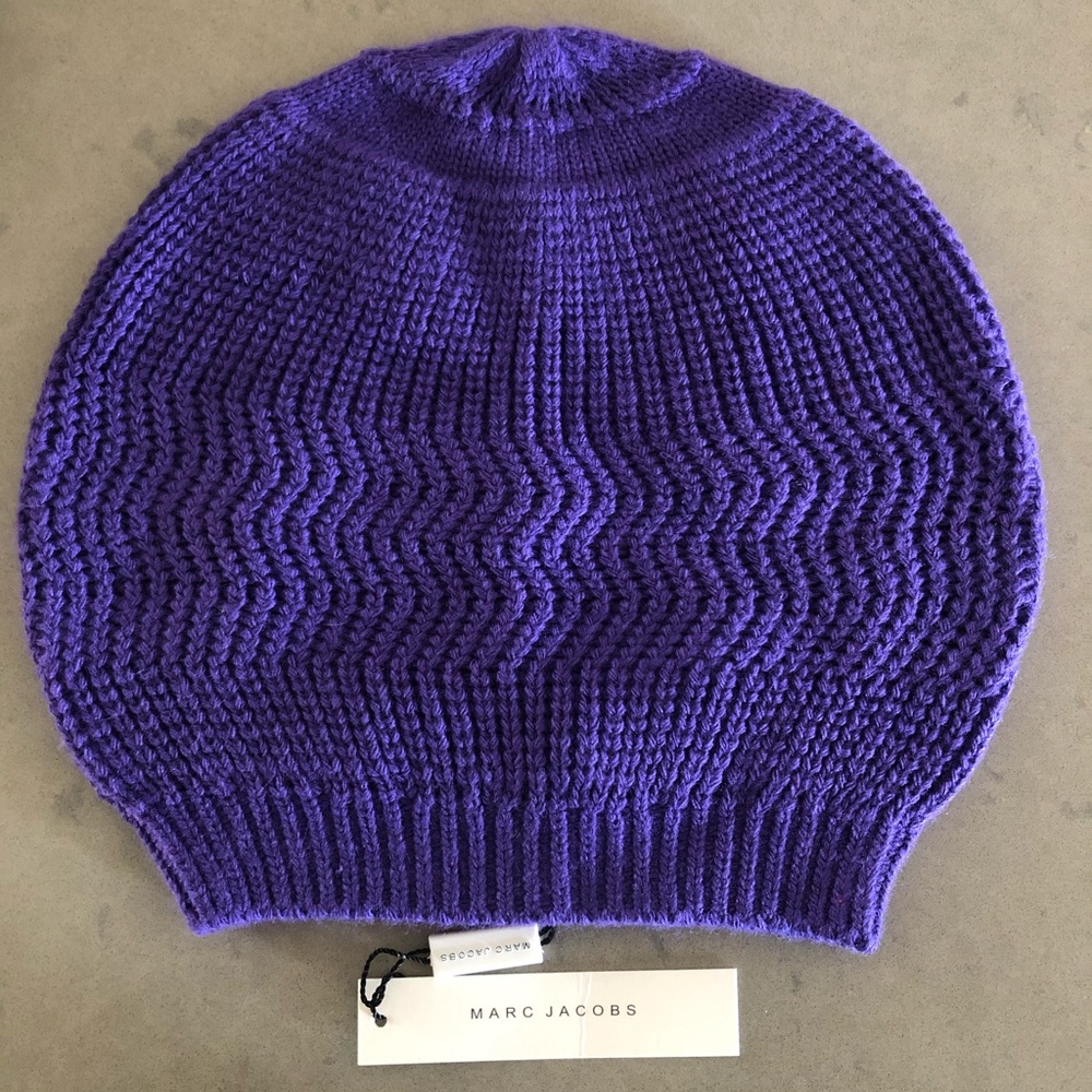 Marc Jacobs Unisex Acrylic Beanie Hat Purple New